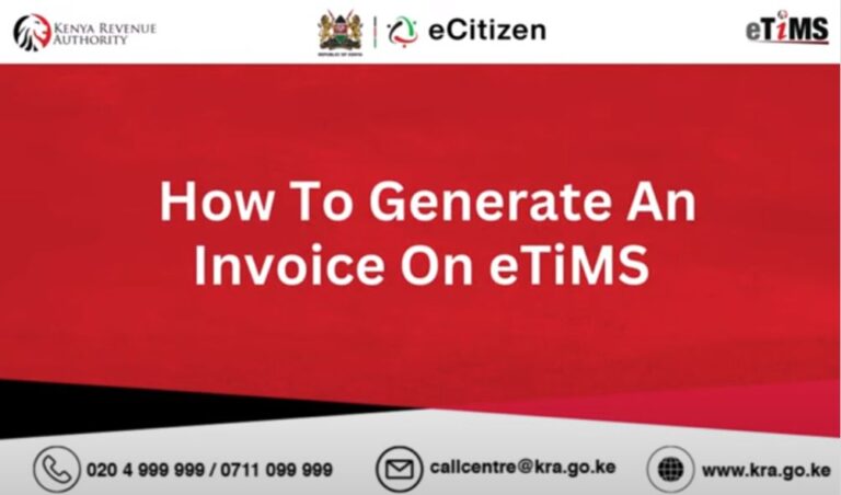 How To Generate Invoice On eTIMS Lite Via eCitizen