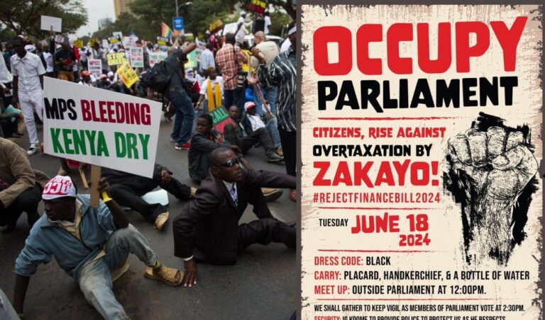 #OCCUPY PARLIAMENT, #TOKEA TUESDAY - Slogans Mobilizing Kenyans For Protests Against The Finance Bill