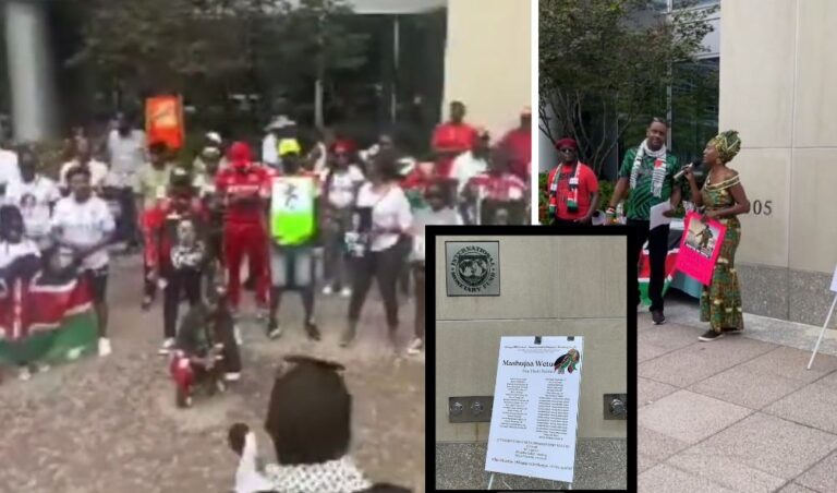 Kenyans Gather Outside The IMF's Washington Offices For Demonstration