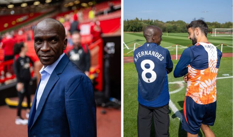 GOAT IN MANCHESTER: Eliud Kipchoge Meets Manchester United Players At Carrington