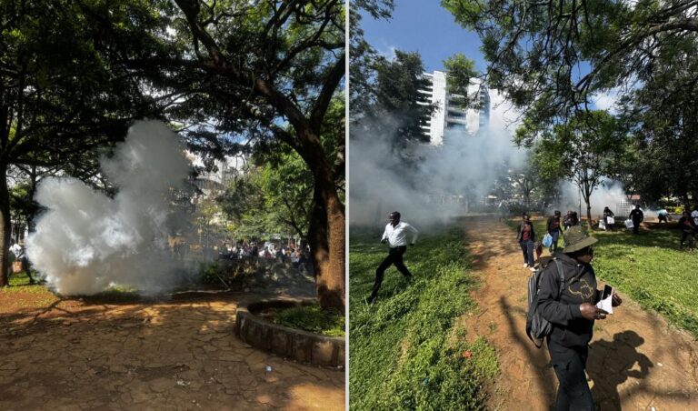Police Teargas Anti-Femicide Protesters In Nairobi CBD [PICTURES]