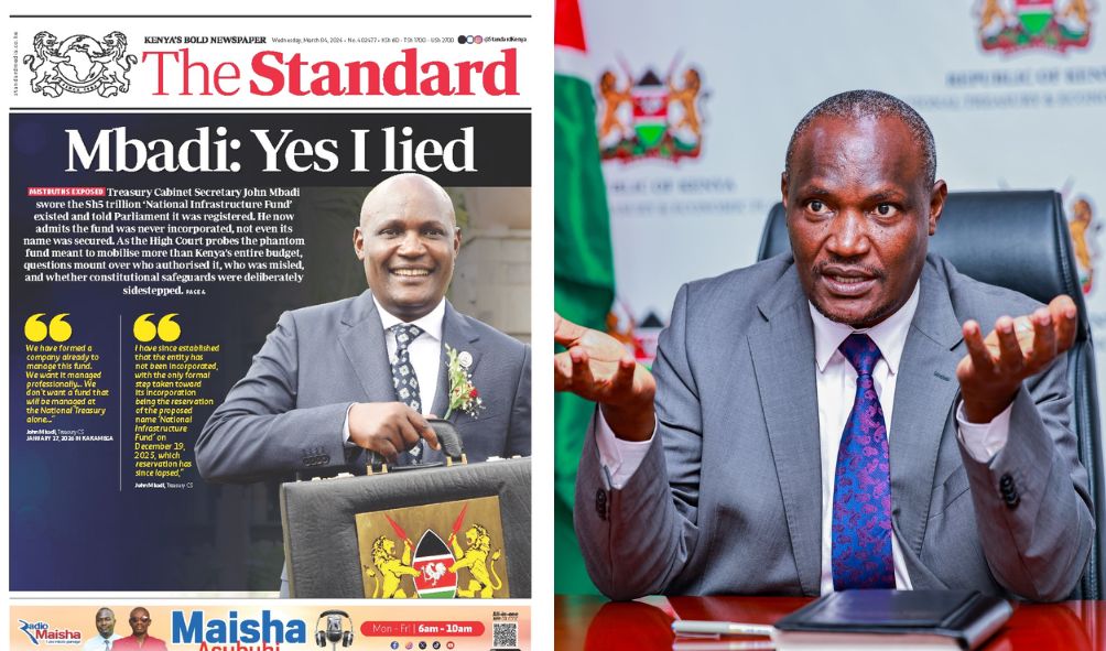 CS Mbadi Responds To Explosive Standard Newspaper's Headline