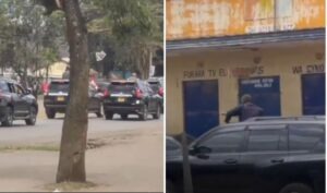 [VIDEO] Terror Strikes Ol Kalou After Hooded, Armed Gov't Militia Threw Teargas At Polling Stations